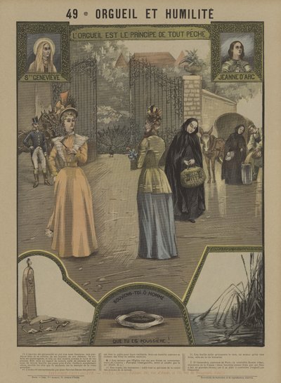 Stolthet og ydmykhet (farge litho) av French School