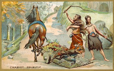 Primitiv vogn (chromolitho) av French School