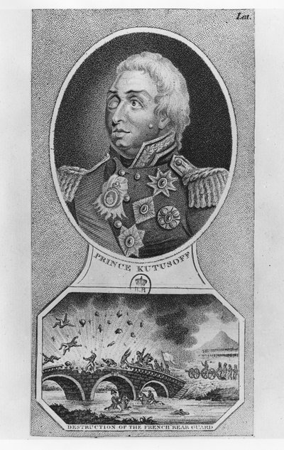 Prins Mikhail Illarionovich Golenischev-Kutuzov (litho) av French School