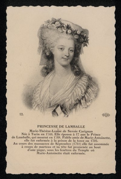 Prinsesse De Lamballe (litho) av French School