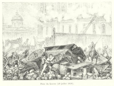 Capture of Louvre, 29. juli 1830 (gravering) av French School