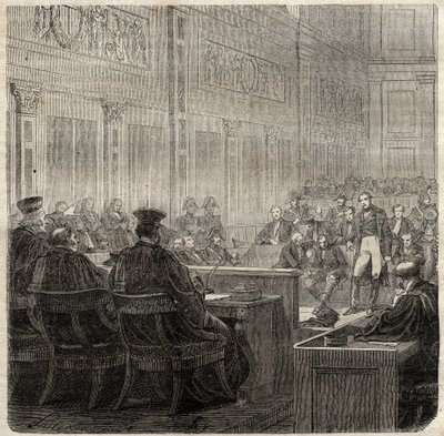 Prosesser ved Royal Court of Poitiers av general Jean Baptiste Breton (Jean-Baptiste) dit Berton (1769-1822) i 1822 - av French School