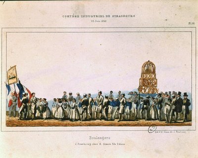 Procession of the Bakers i Strasbourg, 25. juni 1840 (farge litho) av French School