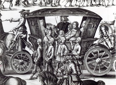 Prosesjon av inntoget av den unge kongen Ludvig XIV som barn i byen Paris den 18. august 1649, detalj av French School