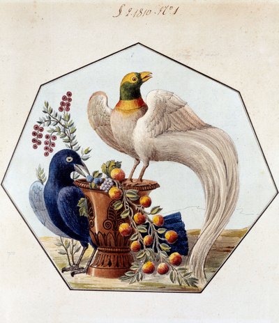 Prosjekt for fuglebordet i porselen av Alexandre Brongniart (1770-1847). 1810 Sevres, arkiver fra Manufacture de Sevres av French School
