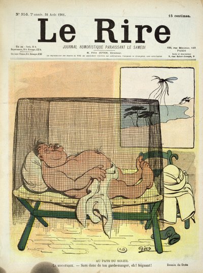 Beskyttelse mot mygg i koloniene, fra Le Rire, 31. august 1901 av French School