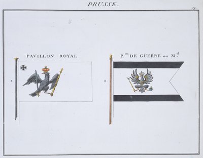 Prøyssiske flagg, fra en fransk bok med flagg, ca. 1819 av French School
