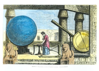 Ptolemaios (ca. 90-168) (Claudius Ptolemaeus) i observatoriet i Alexandria, fra La Vie des Savants Illustres av Louis Figuier (senere fargelegging) av French School