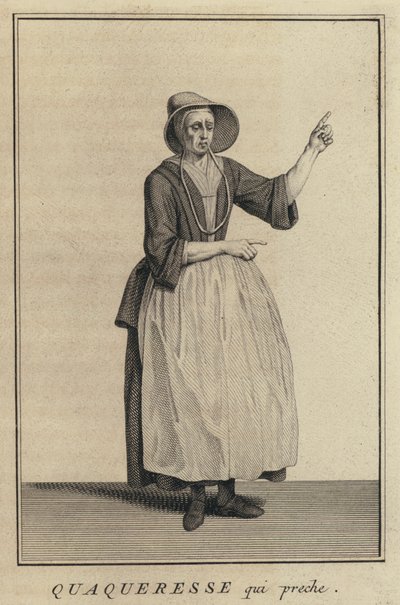 Quaker-kvinne som forkynner (gravering) av French School