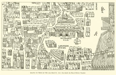 District of the Hôtel de Ville under Henri II, 1550, Faksimile of the Plan av Olivier Truchet av French School