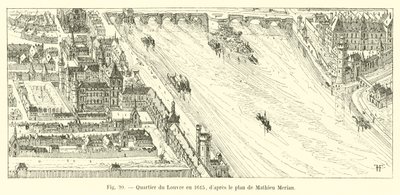 Louvre-distriktet i 1615, i henhold til planen til Mathieu Merian av French School