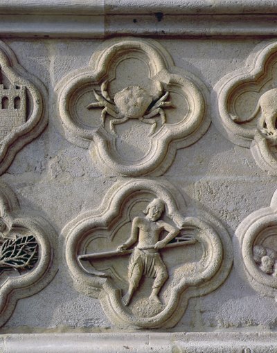 Quatrefoils som viser kreft og juni, ca. 1220 av French School