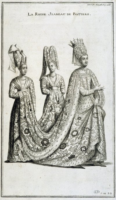 Dronning Isabeau (Isabella, Elizabeth) av Bayern (1371-1435) av French School
