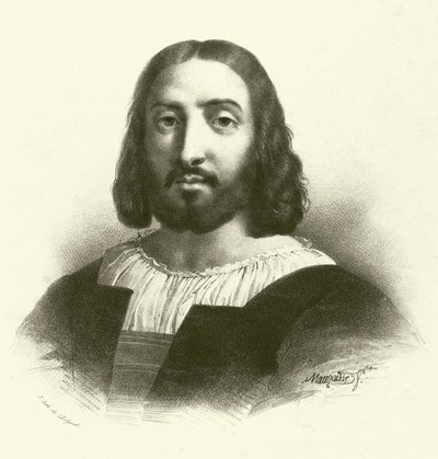 Raffaello Sanzio da Urbino, kjent som Raphael, portrett (gravering) av French School