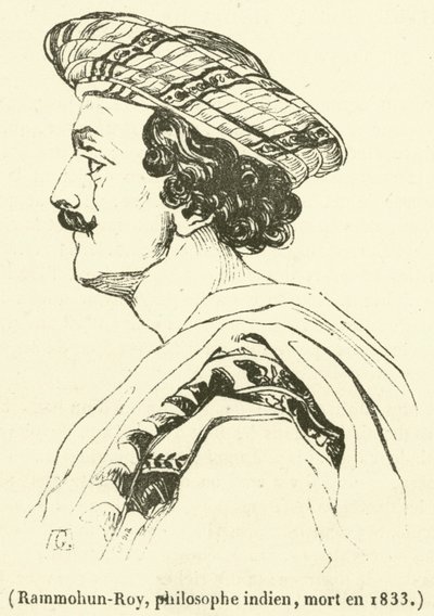 Rammohun-Roy, indisk filosof, døde i 1833 (gravering) av French School
