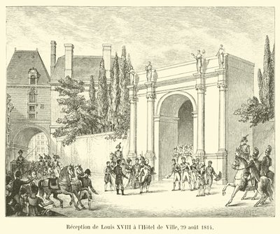 Mottakelse av Louis XVIII på Hotel de Ville, 29. august 1814 av French School