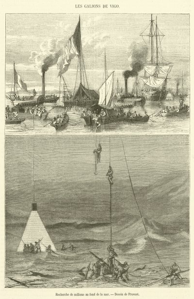 Søk etter millioner på bunnen av havet (gravering) av French School