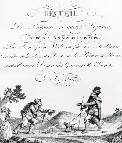 Recueil de Paysages et autres figures, dessinees et Artistement Gravees by Johann Georg Wille av French School