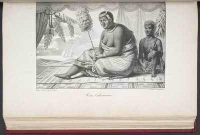 Reine Cahoumanou, Inhabitants of the Sandwich Islands, fra Picturesque Travel Around the World, med portretter av villmenn fra Amerika, Asia, Afrika og øyene i det store hav; landskap, havutsikt og flere naturhistoriske gjenstander; av French School