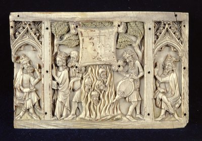 Relief, das Szenen aus dem Leben der hl. Katharina von Alexandria zeigt, ca. 1370-80 von French School