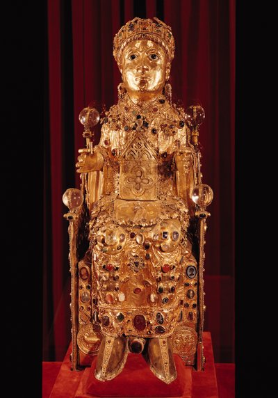 Relikviestatue av St. Foy, ca. 980 (gull, sølv, tre, edelstener og halvedelstener) (se 69382 og 162668) av French School