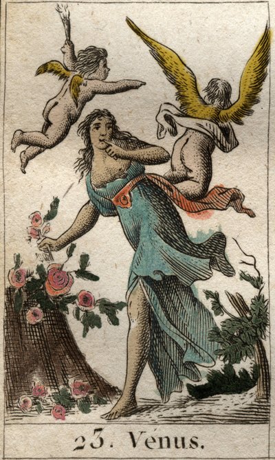 Representasjon av Venus, gudinnen for kjærlighet, skjønnhet og fruktbarhet. Fra "Mythology of Youth" av Pierre Blanchard 1803. av French School