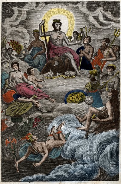 Representation of the Assembly of the Gods on the mount Olympus or Twelve Olympians. from “Mythology of Youth “” by Pierre Blanchard 1803. av French School