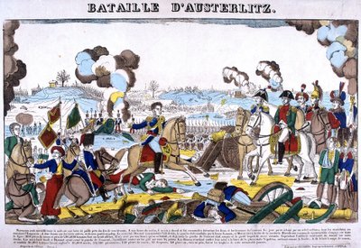 Representasjon av slaget ved Austerlitz, eller slaget om de tre keiserne, 02.12.1805. Bilde av Epinal av French School