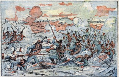Representation of the Battle of Austerlitz, or Battle of the Three Emperors, on 02/12/1805. av French School
