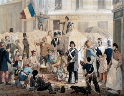 Revolusjonen i 1848: Barricade de la rue Coquenard (25. februar av French School