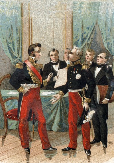 Revolusjonen i juli 1830: "" Du er den beste av republikkene"" setning sagt av La fayette (Lafayette) til hertugen av Orleans, som ble Louis Philippe I (1773-1850), kongen av franskmennene, 26. juli 1830 . av French School