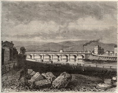 Roanne - Loire, i Rhone-Alpes-regionen - gravering i "La France illustrée: geografi, historie, statistisk administrasjon" av V.A. Malt-Brown. 1884 av French School
