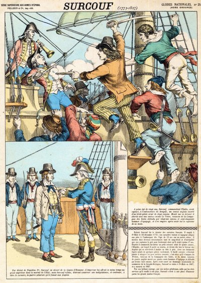 Robert Surcouf (1773-1827) French sailor and corsair, here at boarding of english boat “” Triton””” in 1796, engraving - Robert Surcouf (1773-1827) French sailor and privateer, ici a l