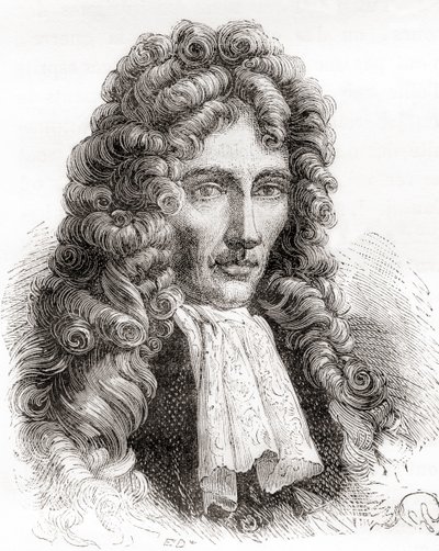Robert William Boyle, anglo-irsk naturfilosof, kjemiker, fysiker og oppfinner, fra Les Merveilles de la Science, pub.1870 av French School