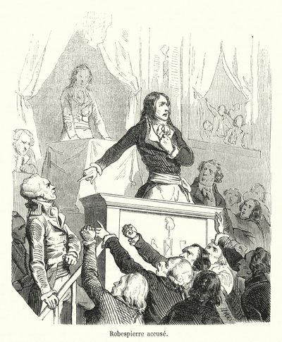 Robespierre anklager (gravering) av French School