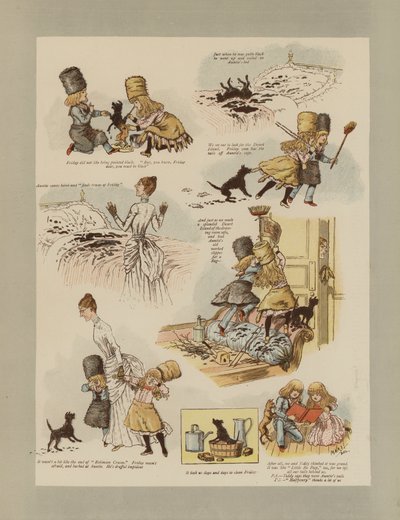 Robinson Crusoe (farge litho) av French School