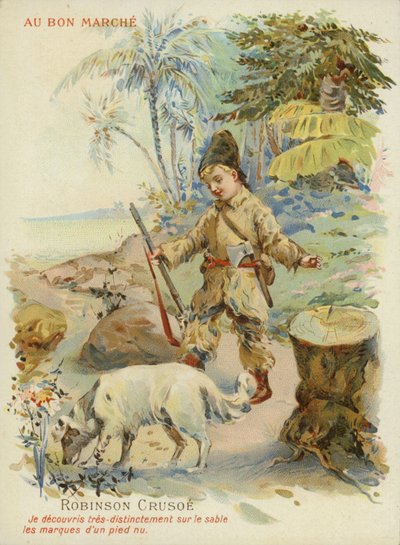 Robinson Crusoe med hund av French School