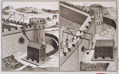 Roman Battering Rams, fra Encyclopedie des Sciences et Metiers av Denis Diderot (1713-84), utgitt ca. 1770 av French School