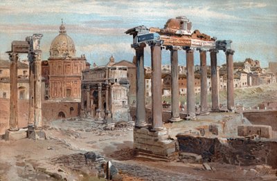 Forum Romanum. romersk forum. (akvarell, ca 1900) av French School