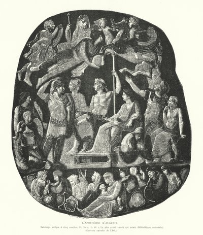 Romersk onyx cameo som skildrer apoteosen til keiser Augustus (gravering) av French School