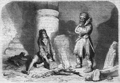 Romersk føljeton: "" Han of Iceland"" av Victor Hugo (1802-1885). Gravering i "" Les bons romances"" av French School