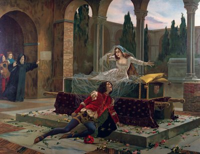 Romeo et Juliet Scene fra Romeo og Juliette-operaen av Charles Gounod (1818-1893). ca. 1880. av French School