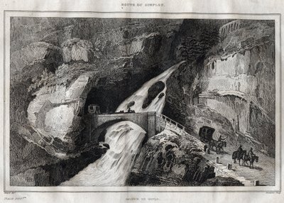 Route du Simplon - Gravering fra "" Pittoreske Italia"" av M. de Norvins, Ch. Nodier 1834-1836. av French School