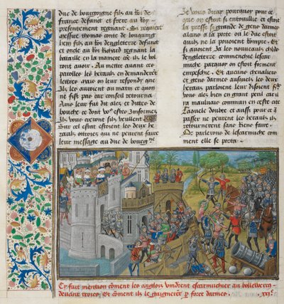 Royal 14 E. IV, f.59v En fangst av en bastion ved Troyes, fra 