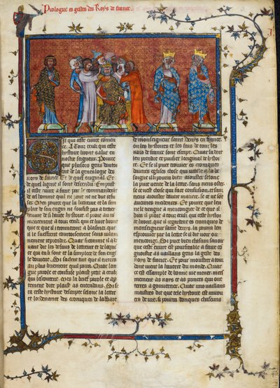 Royal 16 G. VI, f.3 The Coronation of Pharamond, illustrasjon fra 