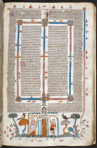 Royal MS 10 E IV, f.209r, The Painter and the Devil, fra Decretals of Gregory IX med glans av Bernard av Parma (