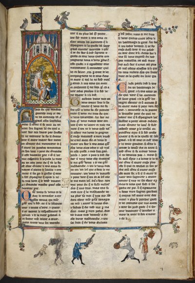 Royal Ms 14 e III f.140r Henry II av England med skriver, illustrasjon fra 