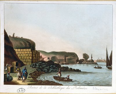 Ruinene av Ptolemaios-biblioteket i Alexandria, Egypt, 1811 av French School