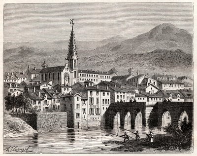Saint-Antonin-Noble-Val (Saint Antonin Noble Val) - Languedoc-Roussillon-Midi-Pyrenee - gravering i "Frankrike illustree: geografi, historie, statistisk administrasjon" av V.A. Malt-brun. 1884 av French School