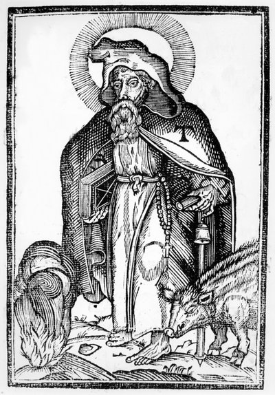 Saint Anthony the Great, frontispice fra In Symbolicam S.Antonii Magni Imaginem Commentatio av Théophile Raynaud, utgitt 1659 av French School